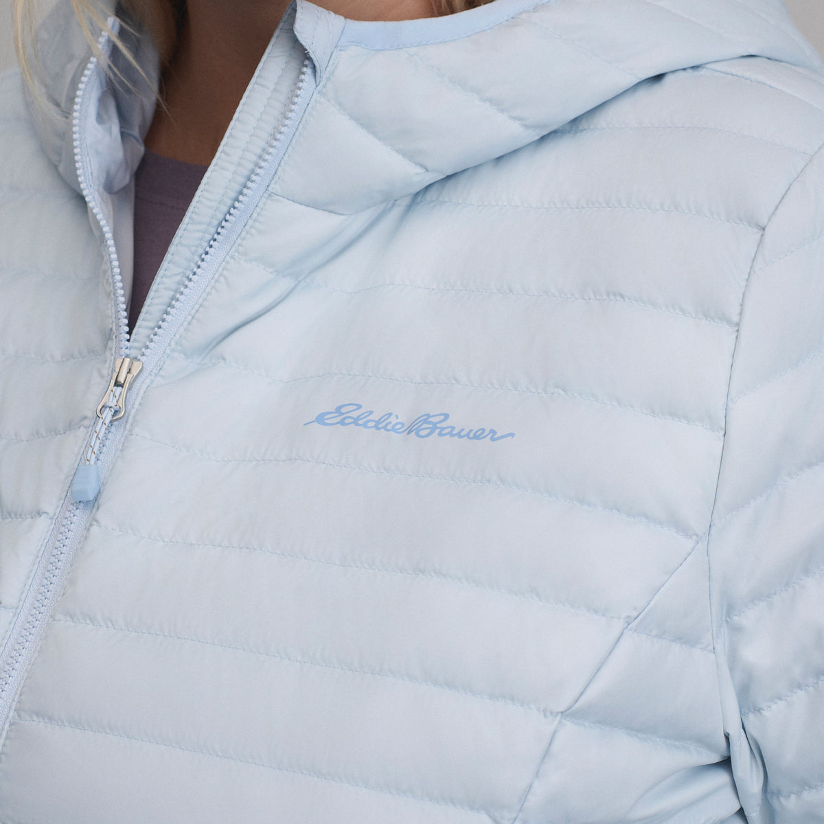 Women's Microlight Hooded Down Jacket-Ice-3