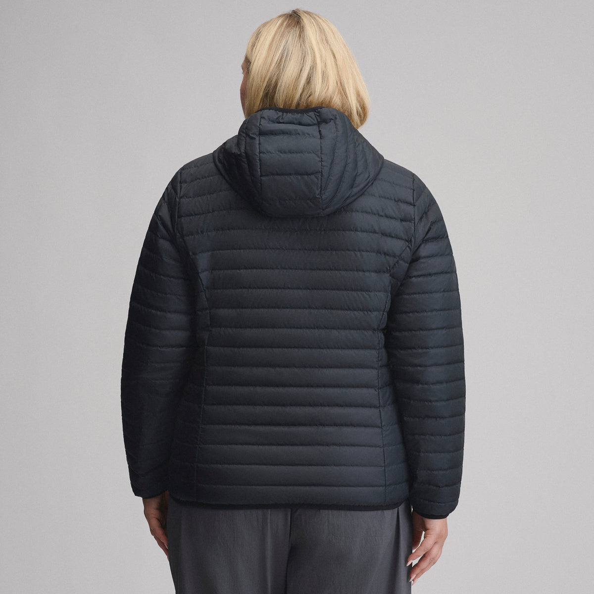 Women's Microlight Hooded Down Jacket-Black-7