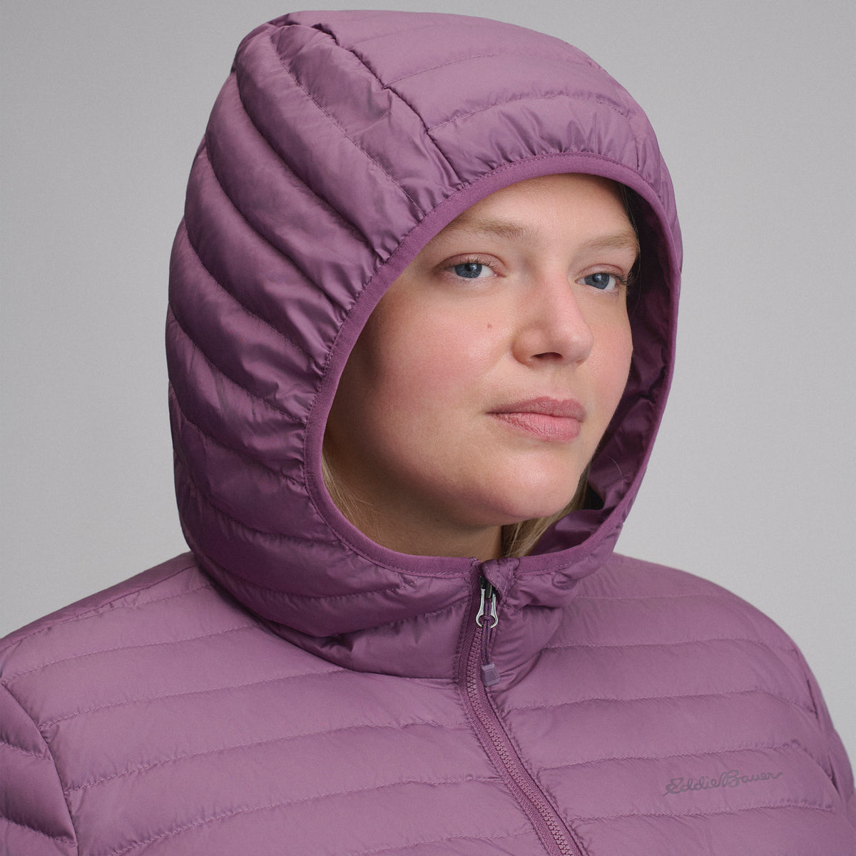 Women's Microlight Hooded Down Jacket-Deep Wisteria-15