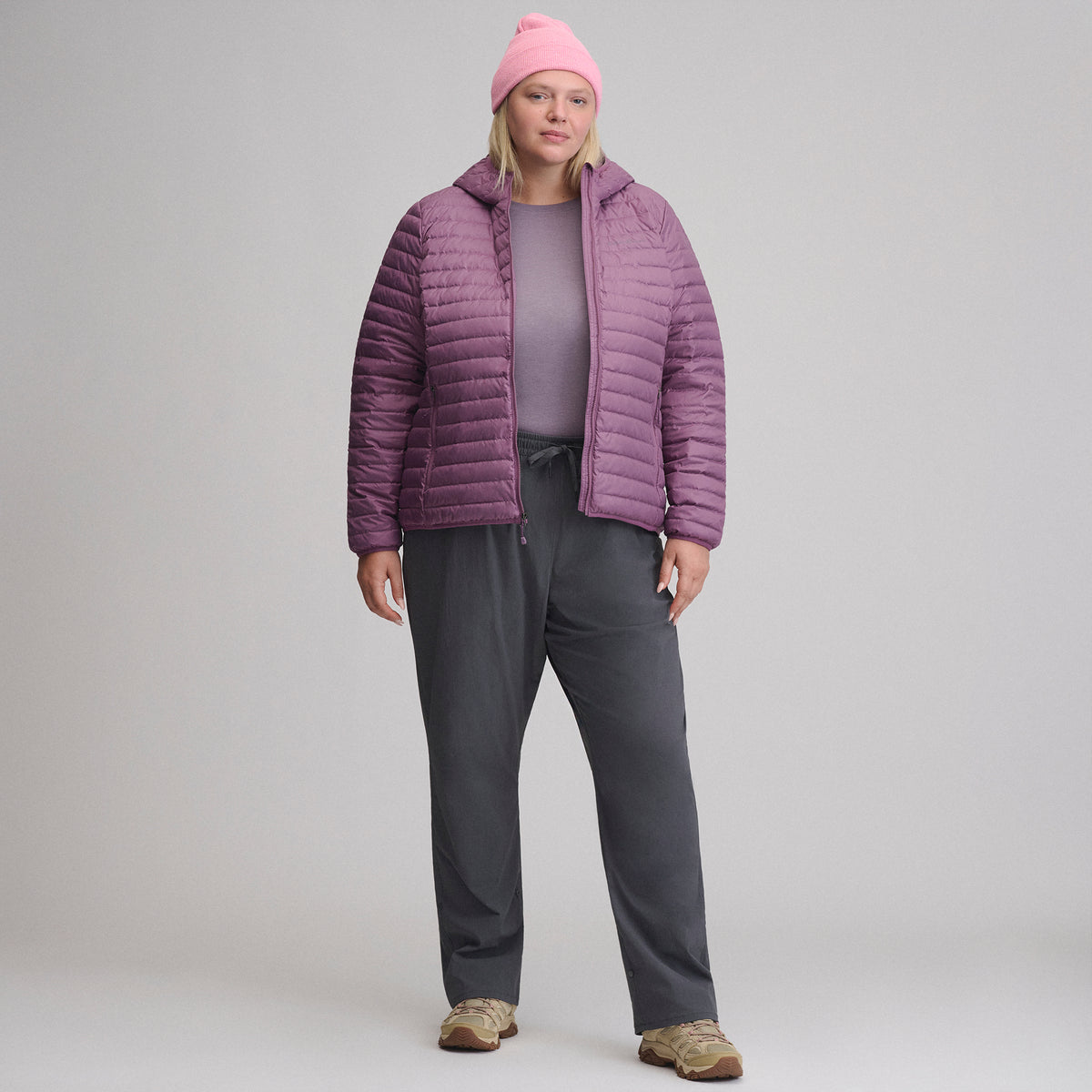 Women's Microlight Hooded Down Jacket-Deep Wisteria-17