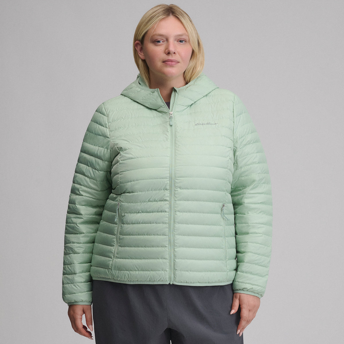 Women's Microlight Hooded Down Jacket-Limestone-18