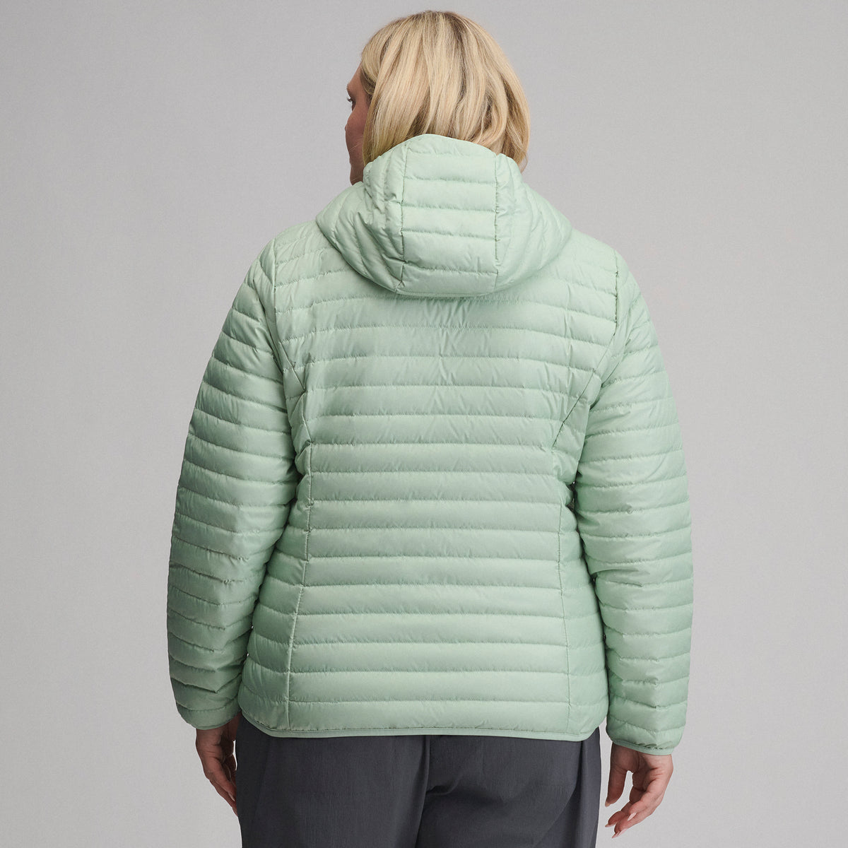 Women's Microlight Hooded Down Jacket-Limestone-19