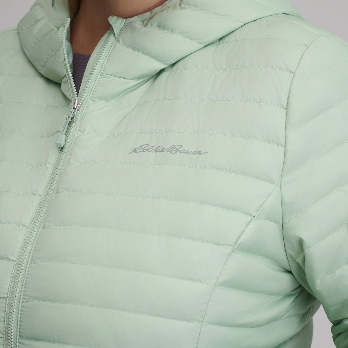 Women's Microlight Hooded Down Jacket-Limestone-21