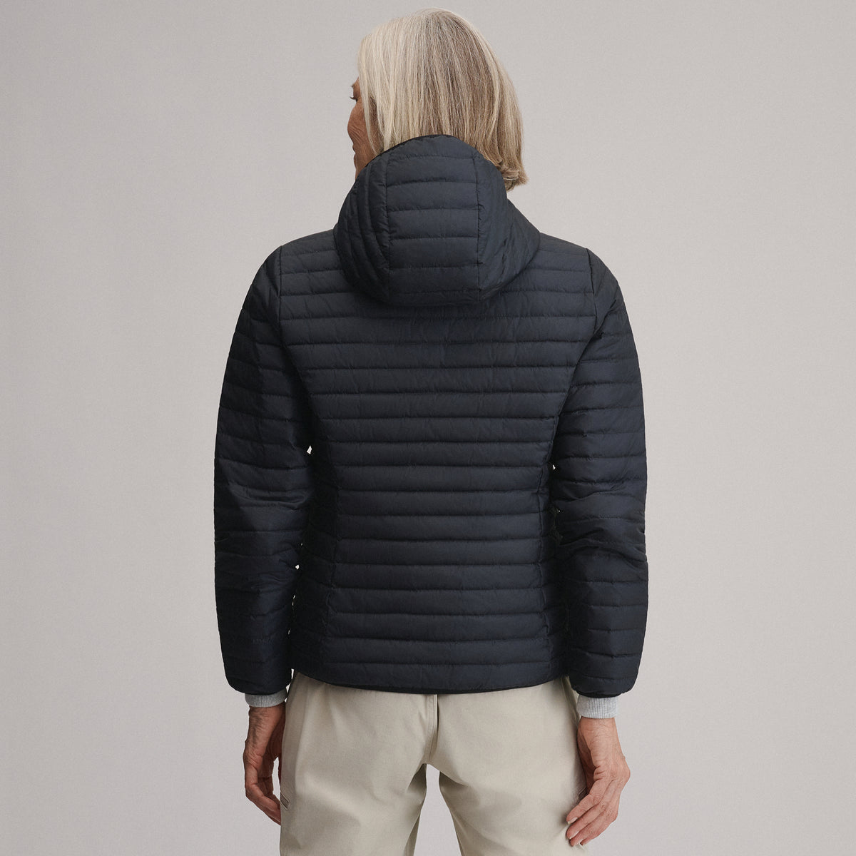 Women's Microlight Hooded Down Jacket-Black-2