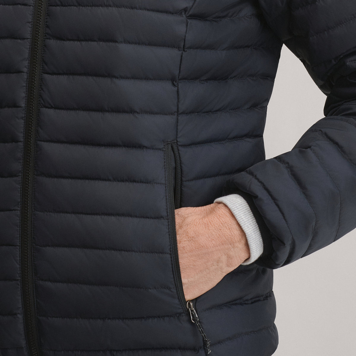 Women's Microlight Hooded Down Jacket-Black-3