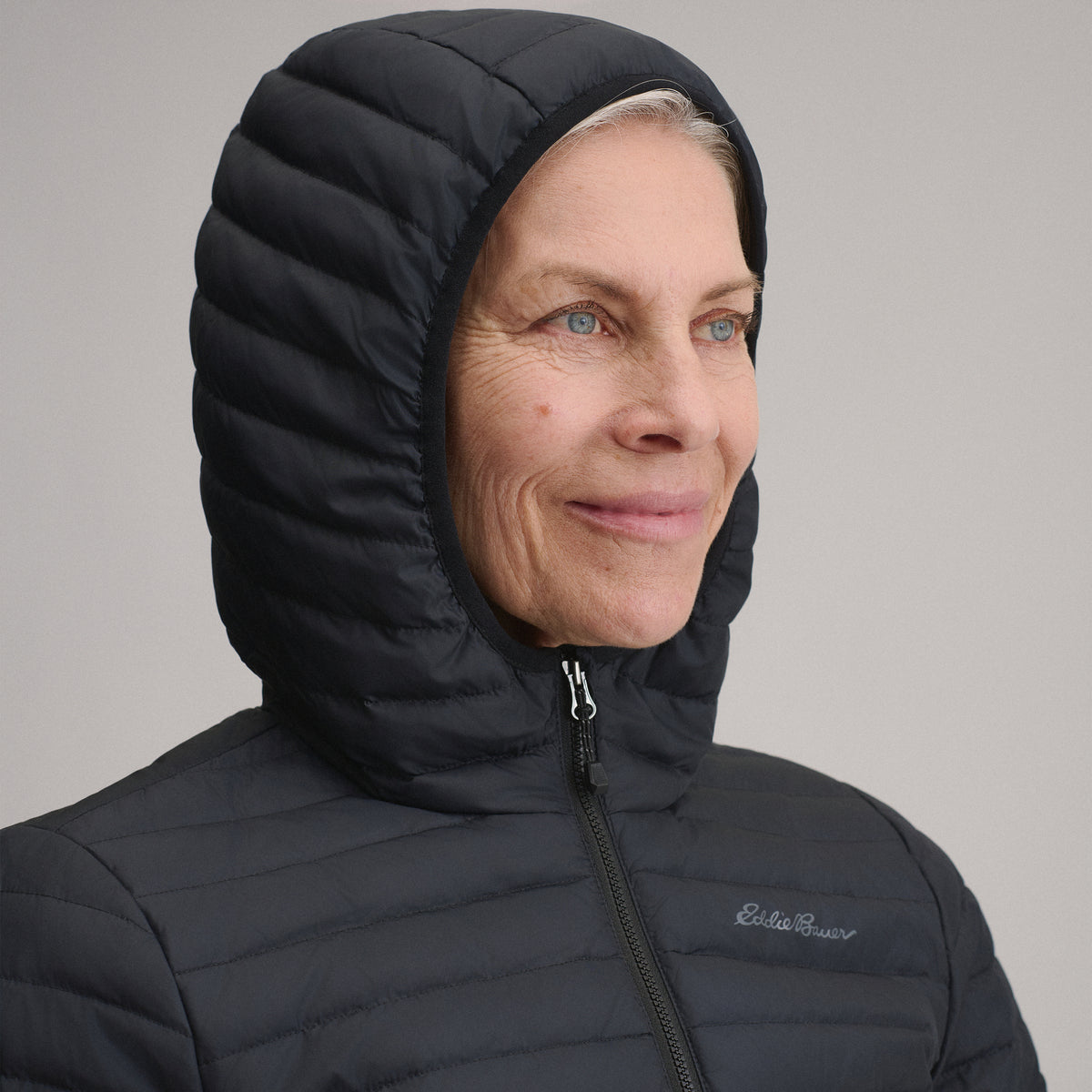 Women's Microlight Hooded Down Jacket-Black-4