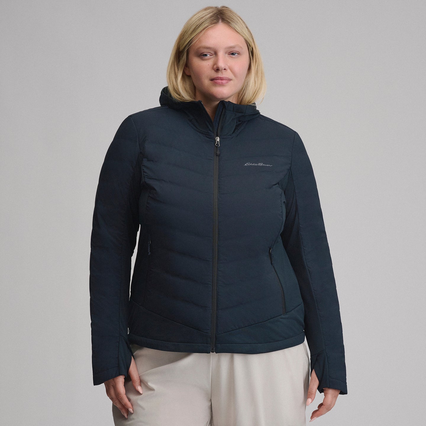 Women's Motionloft Hybrid Down Jacket-Black-1