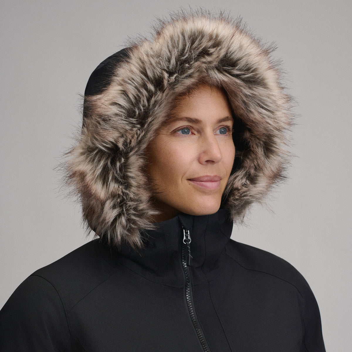 Women's Olympia Waterproof Down Stadium Coat-Black-4