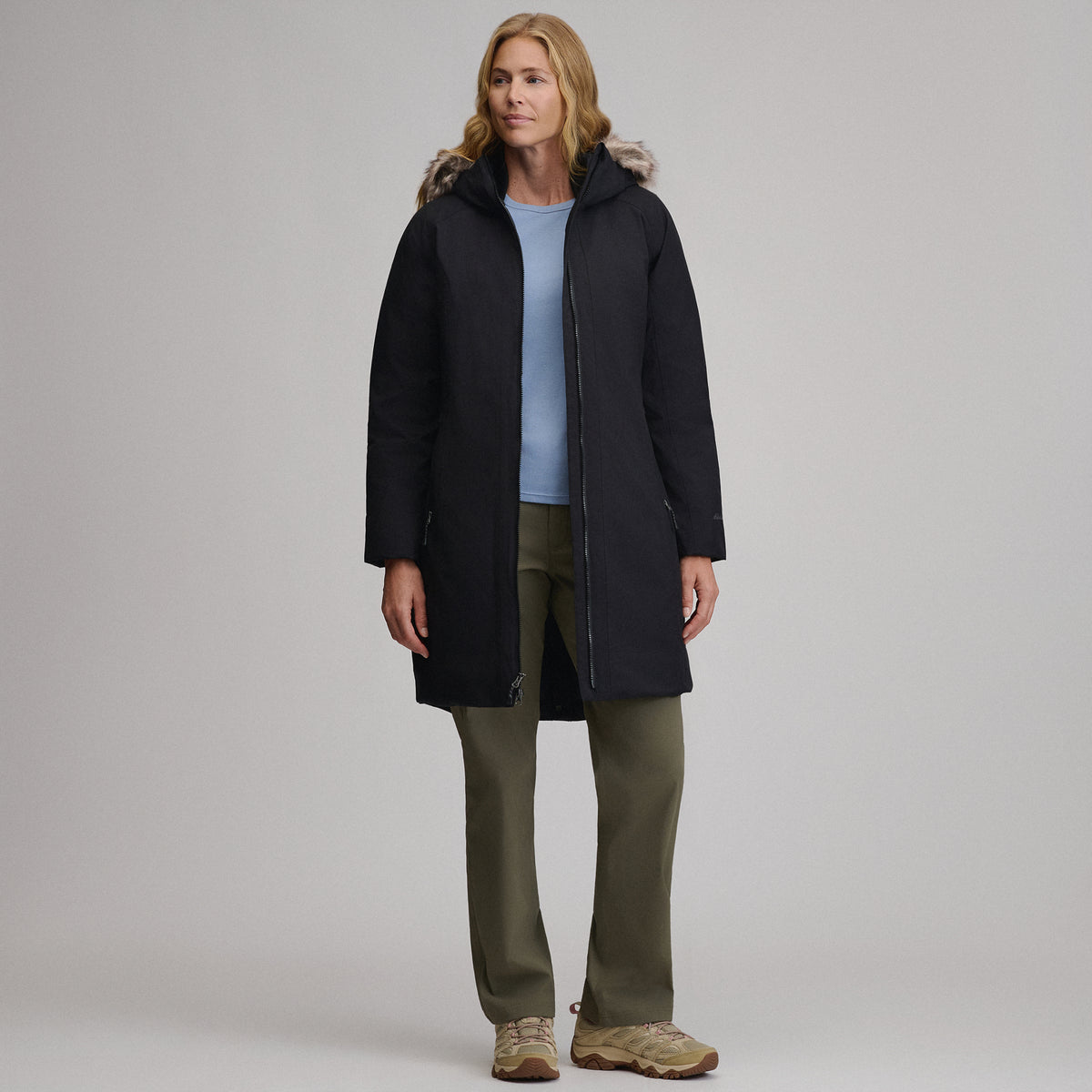 Women's Olympia Waterproof Down Stadium Coat-Black-5