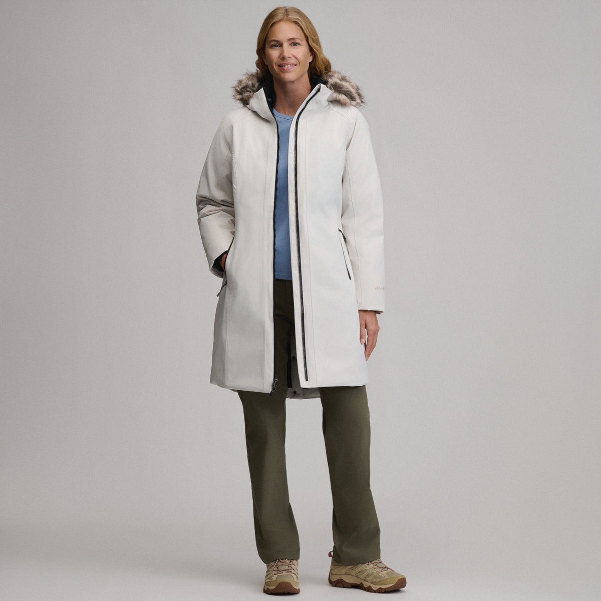 Women's Olympia Waterproof Down Stadium Coat-Vapour-20