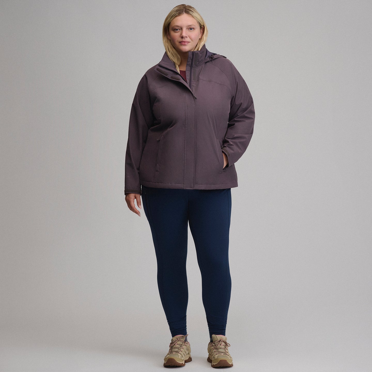 Women's Rainfoil® Waterproof Packable Hooded Rain Jacket-Aubergine-6