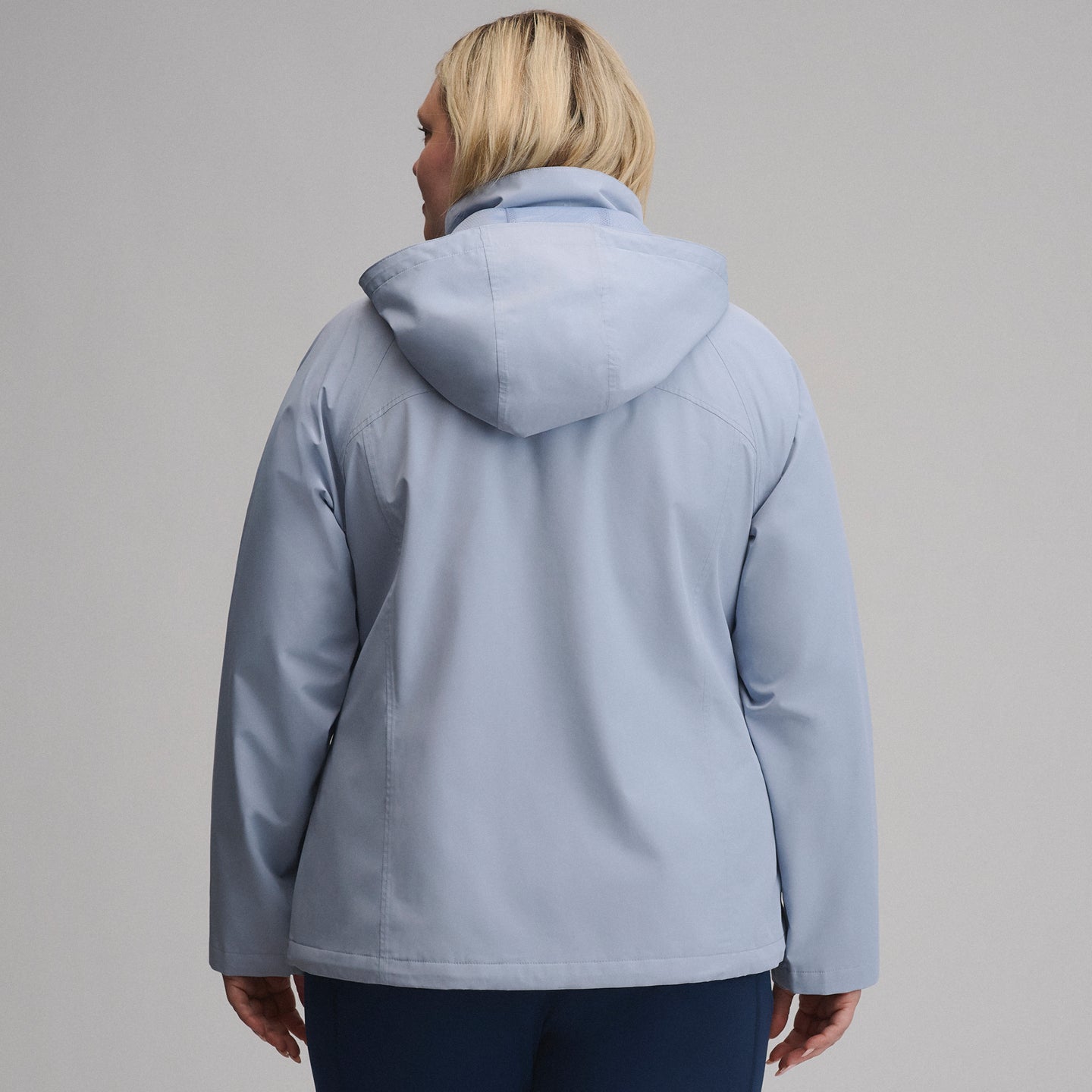 Women's Rainfoil® Waterproof Packable Hooded Rain Jacket-Smoke Blue-20
