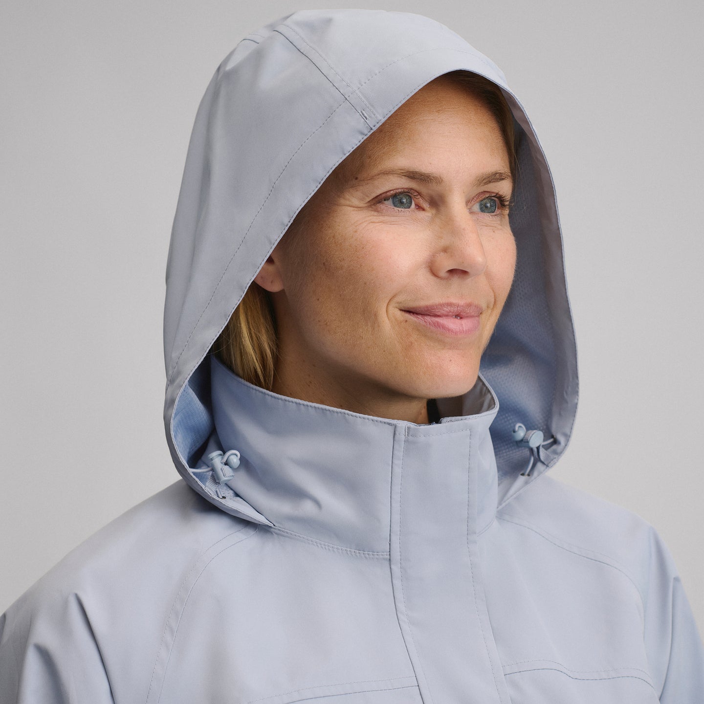 Women's Rainfoil® Waterproof Packable Hooded Rain Jacket-Smoke Blue-14