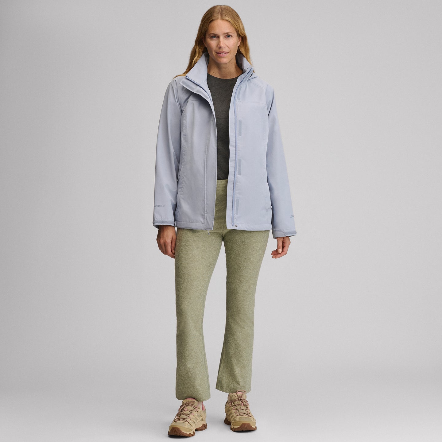 Women's Rainfoil® Waterproof Packable Hooded Rain Jacket-Smoke Blue-15
