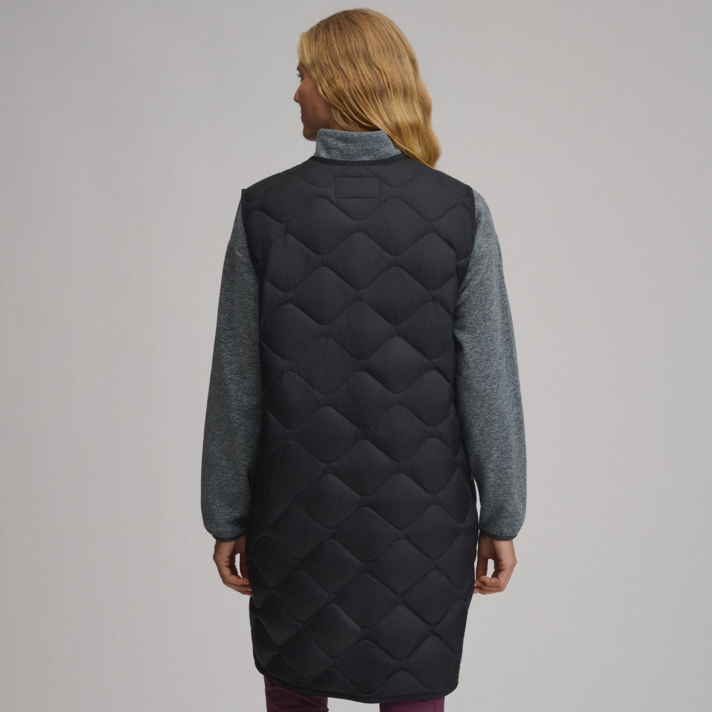 Women's Shaw Long Down Vest-Black-2