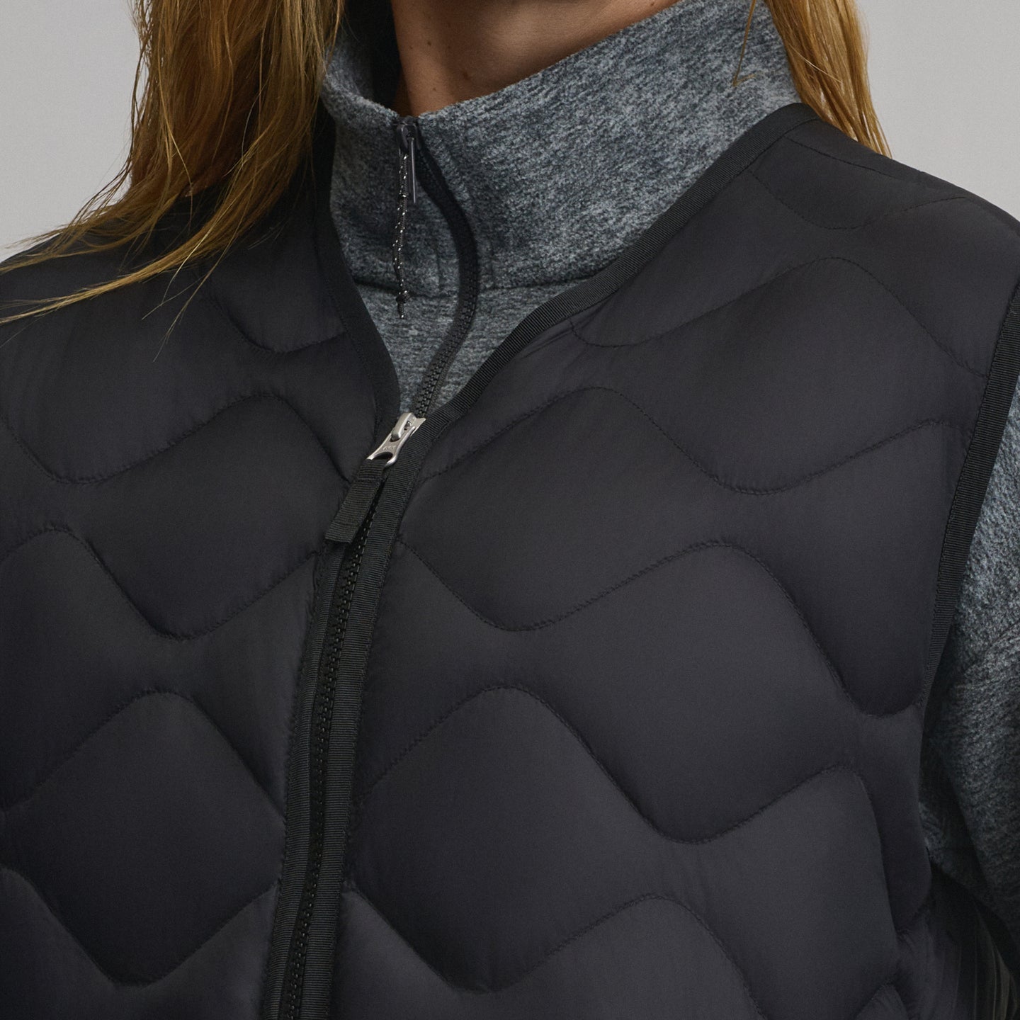 Women's Shaw Long Down Vest-Black-3