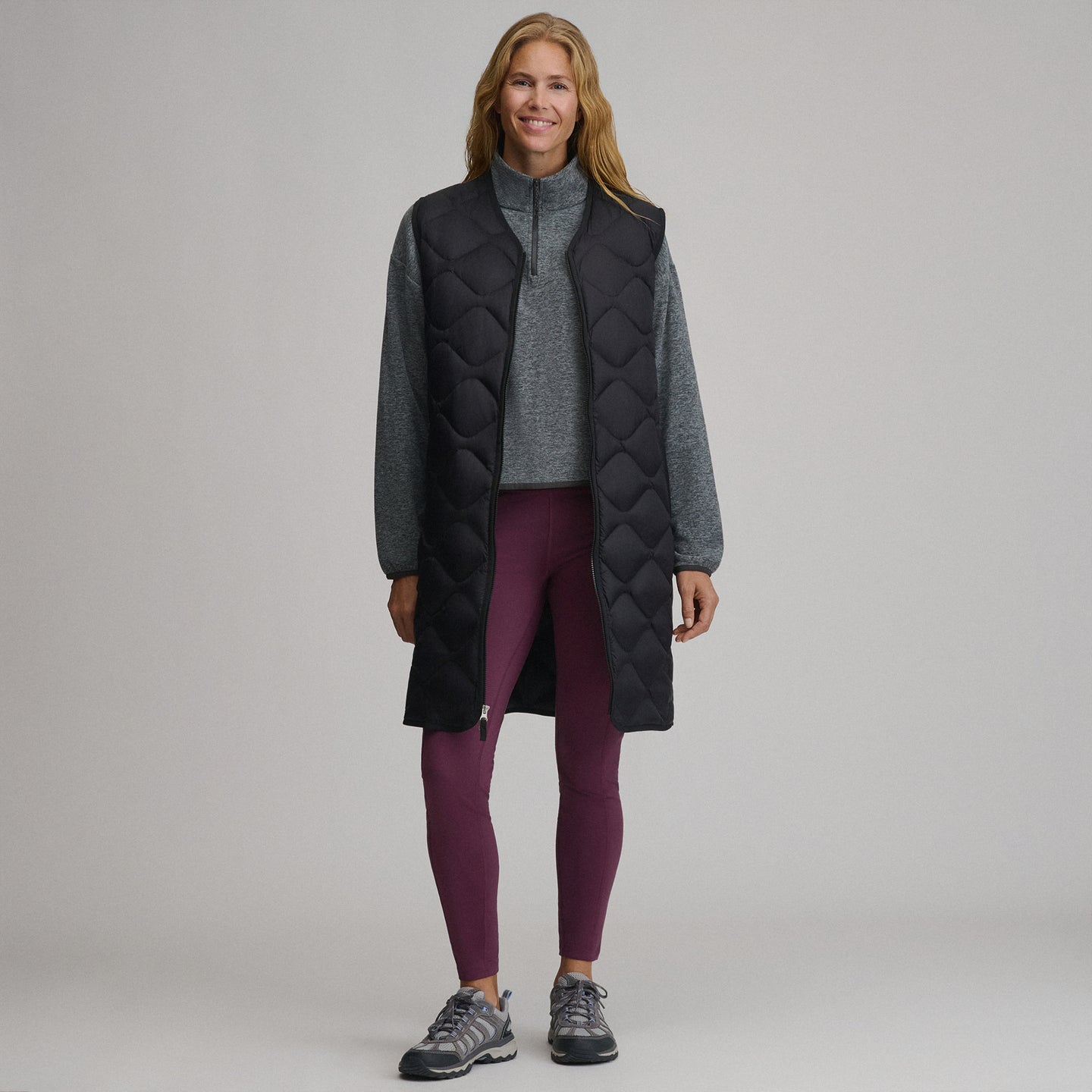 Women's Shaw Long Down Vest-Black-4