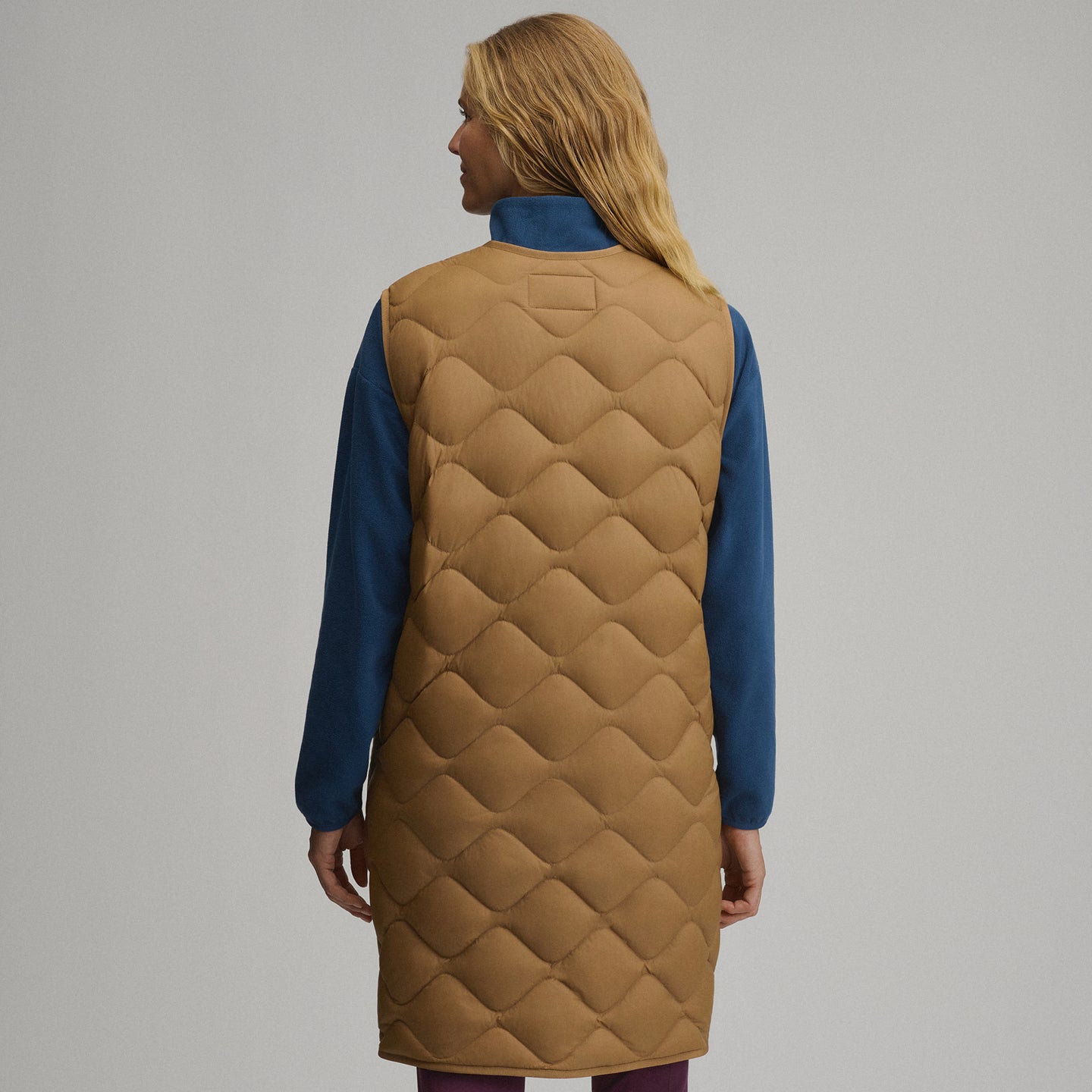 Women's Shaw Long Down Vest-Camel-6