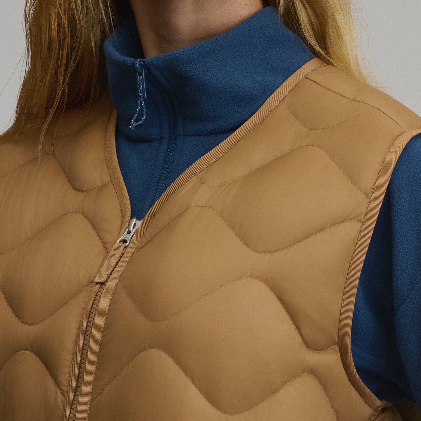 Women's Shaw Long Down Vest-Camel-7