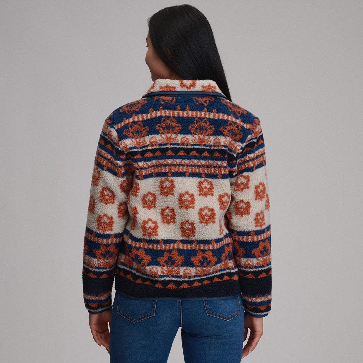 Women's Printed Fleece Jacket-Pumice-2