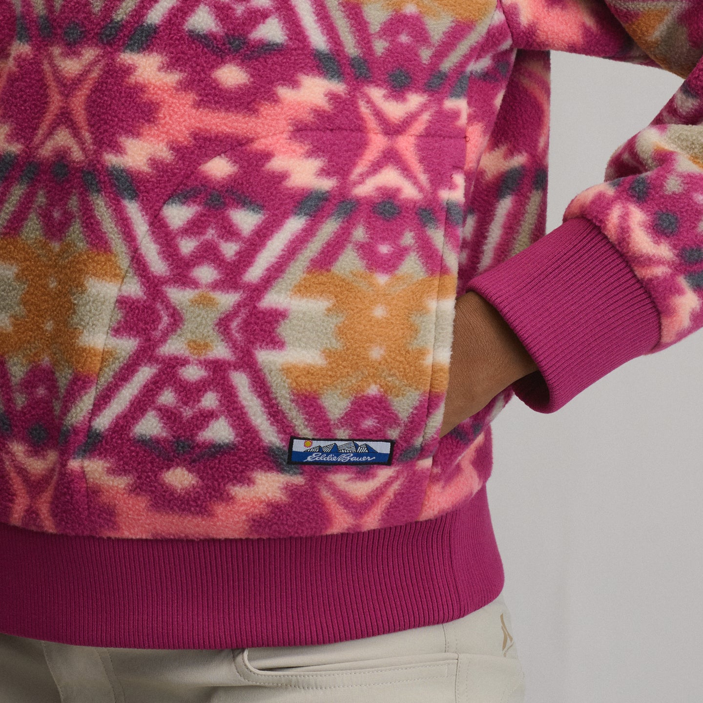 Women's Authentic Outdoor Fleece 1/4-Zip Mock Pullover - Print-Blush-3