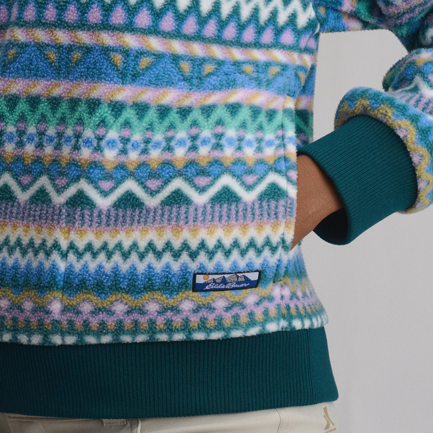 Women's Authentic Outdoor Fleece 1/4-Zip Mock Pullover - Print-Cactus-11