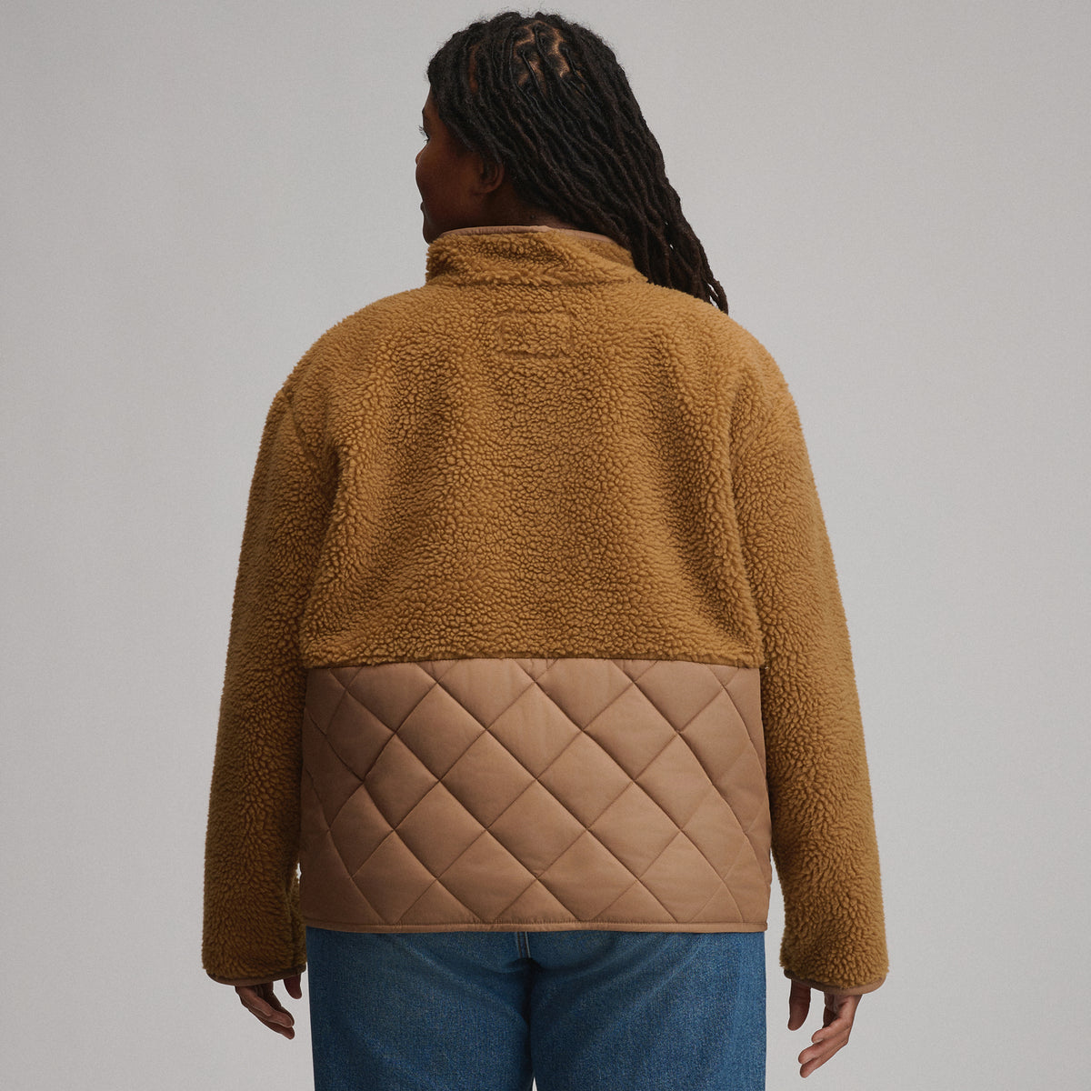Women's Wander Mixed Media Fleece Jacket-Camel-6