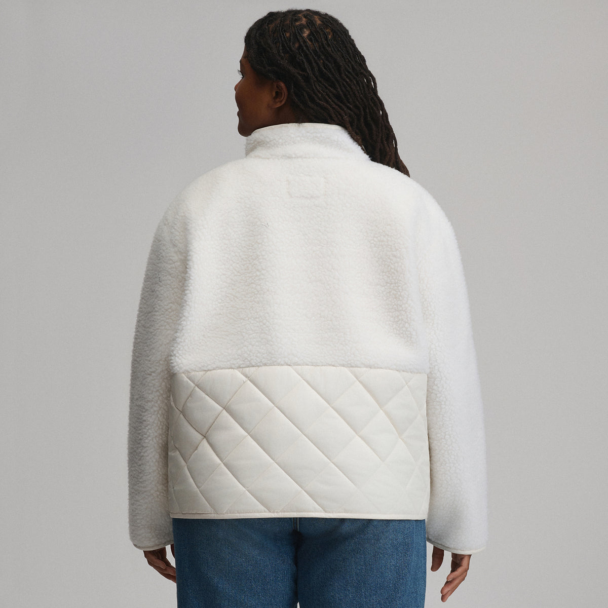 Women's Wander Mixed Media Fleece Jacket-Ivory-10