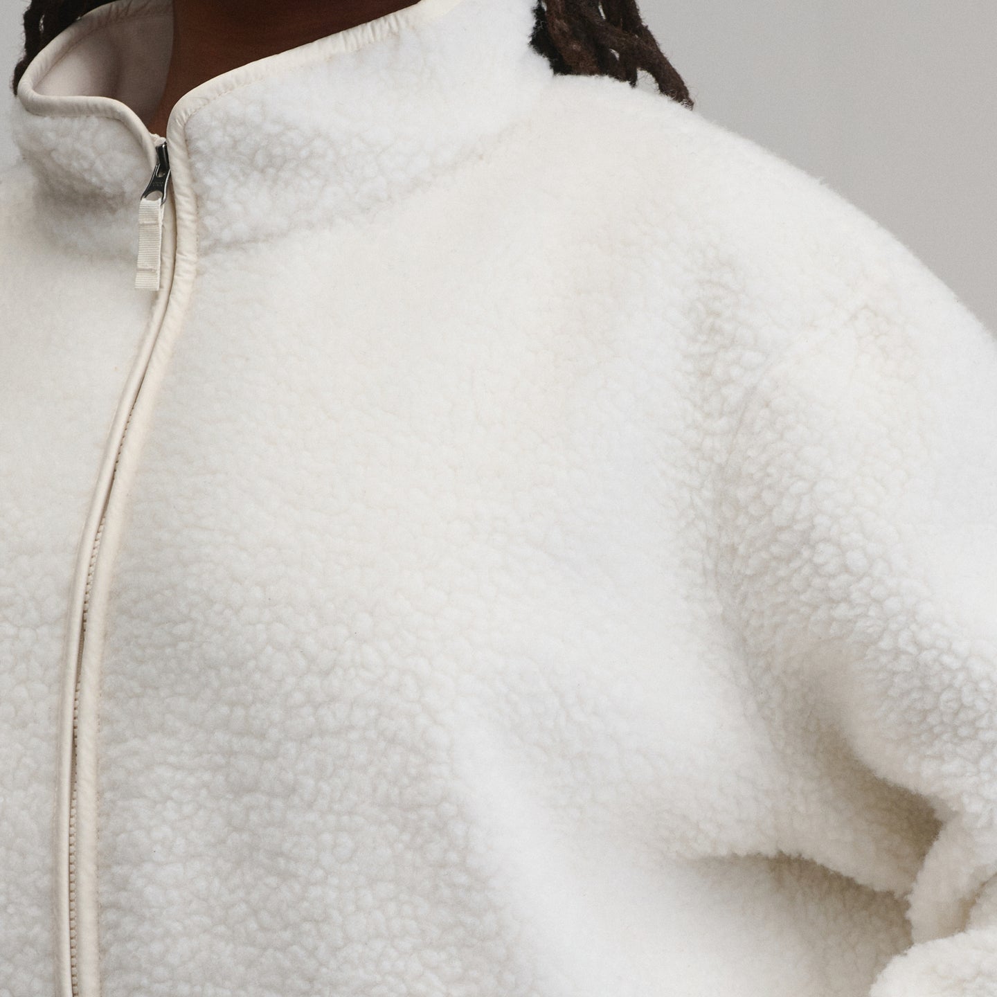 Women's Wander Mixed Media Fleece Jacket-Ivory-11