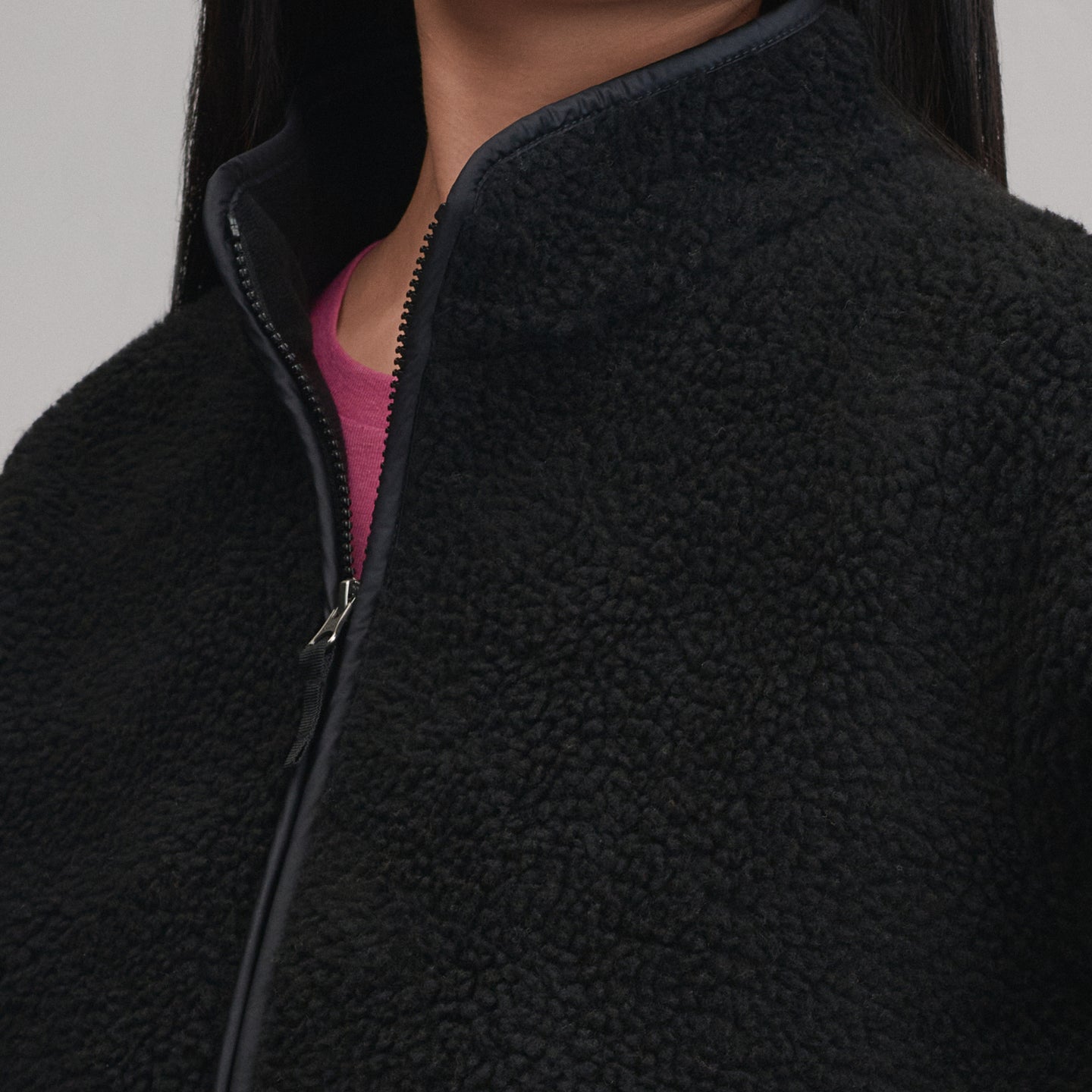 Women's Wander Mixed Media Fleece Jacket-Black-3