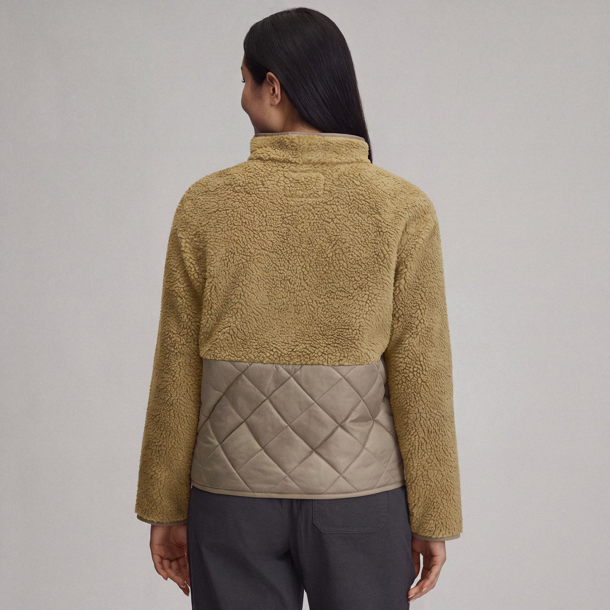 Women's Wander Mixed Media Fleece Jacket-Camel-2