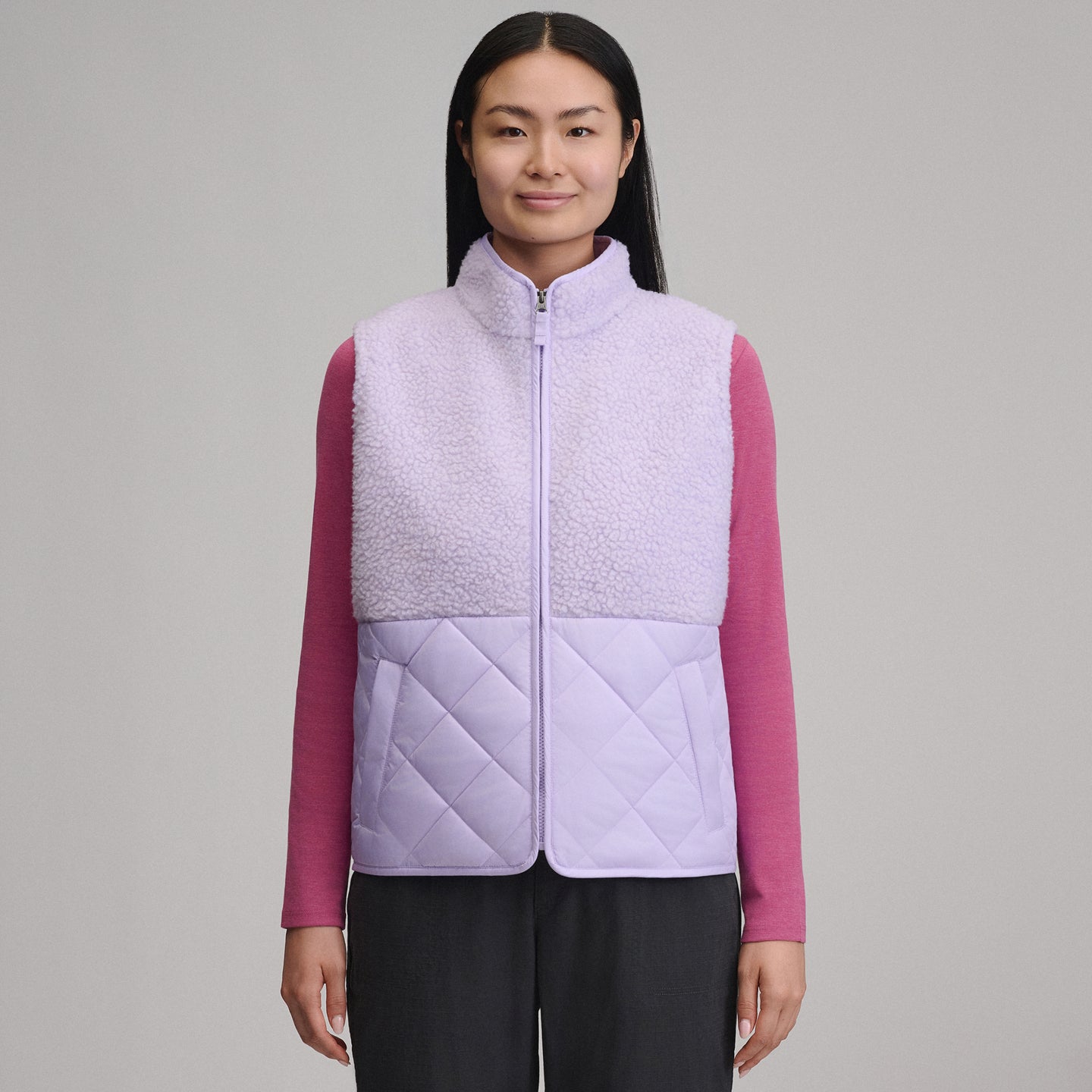 Women's Wander Mixed Media Fleece Vest-Lavender Mist-5