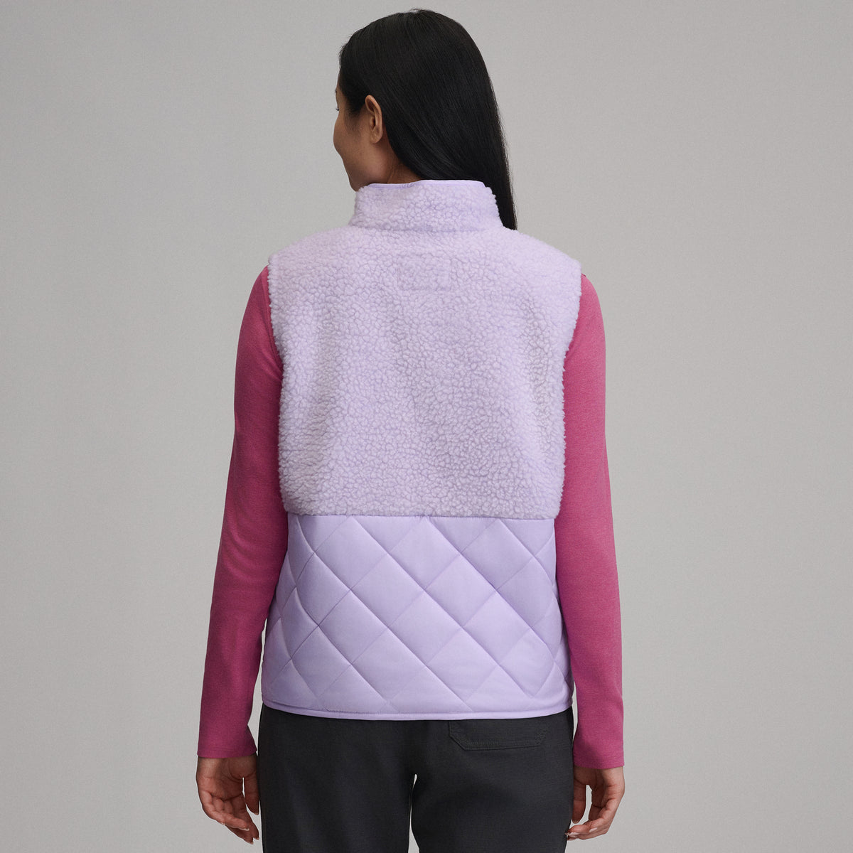 Women's Wander Mixed Media Fleece Vest-Lavender Mist-6