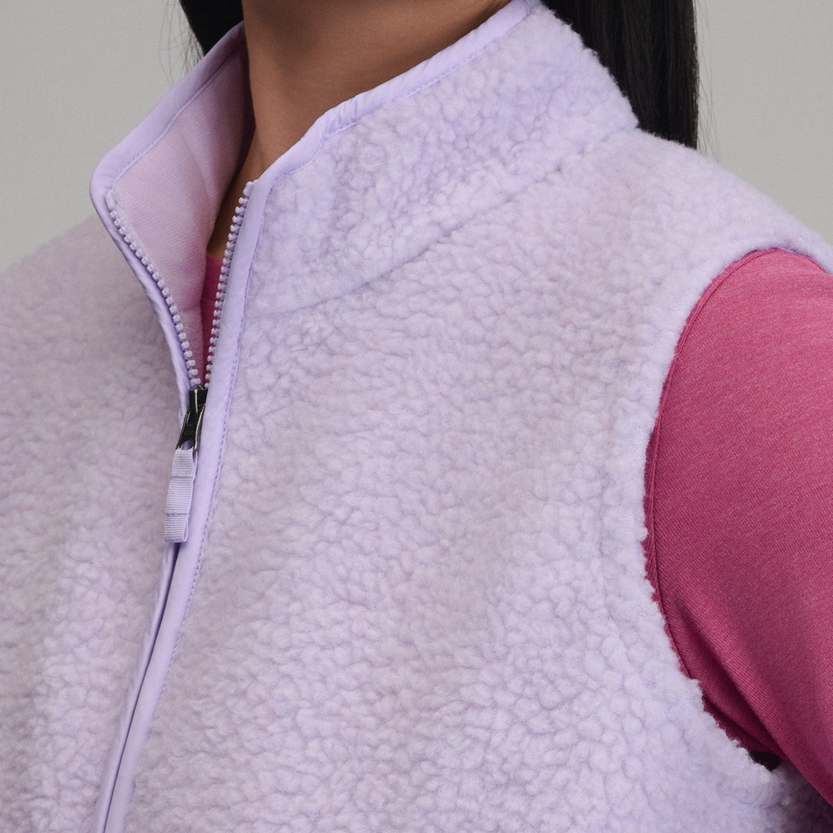 Women's Wander Mixed Media Fleece Vest-Lavender Mist-7