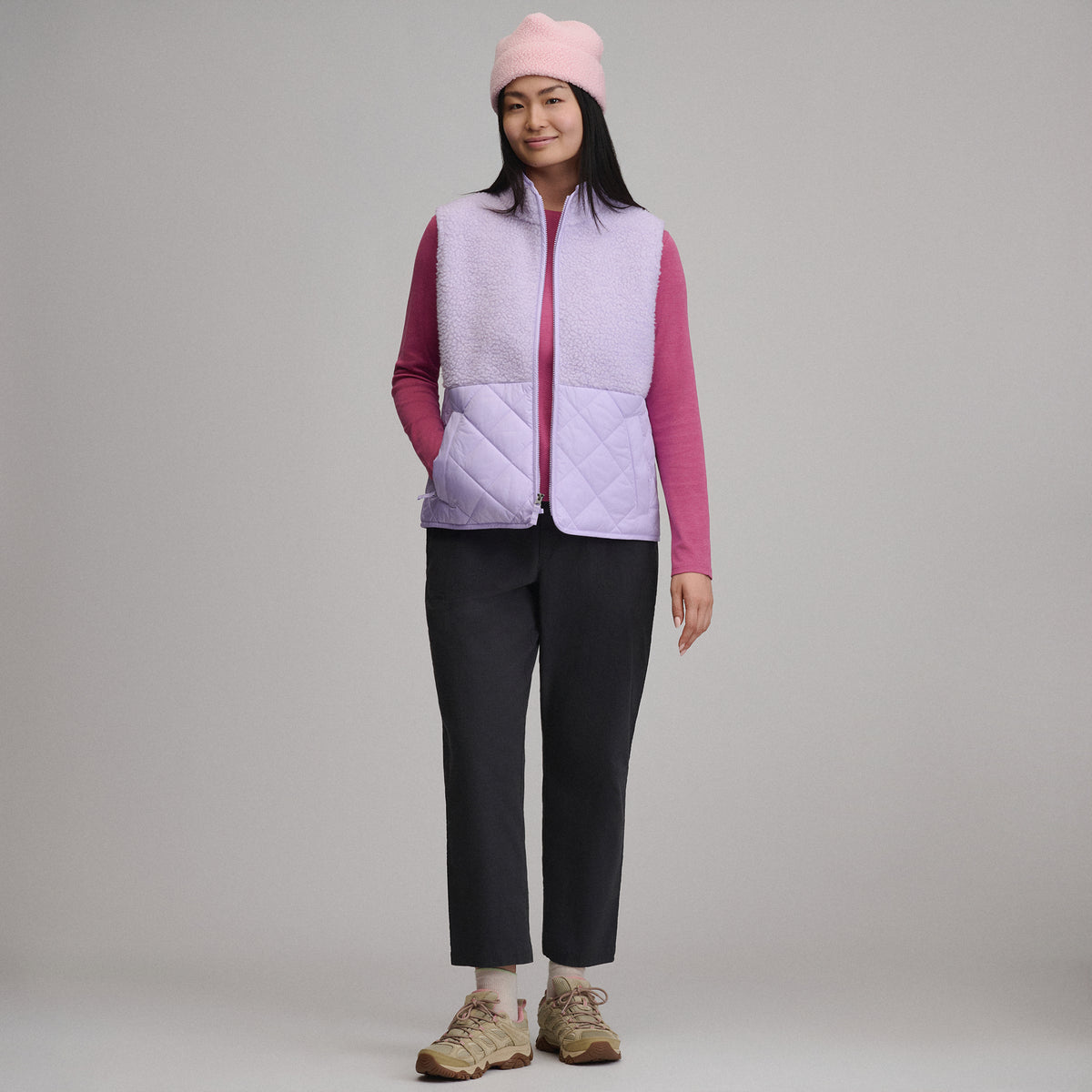 Women's Wander Mixed Media Fleece Vest-Lavender Mist-8