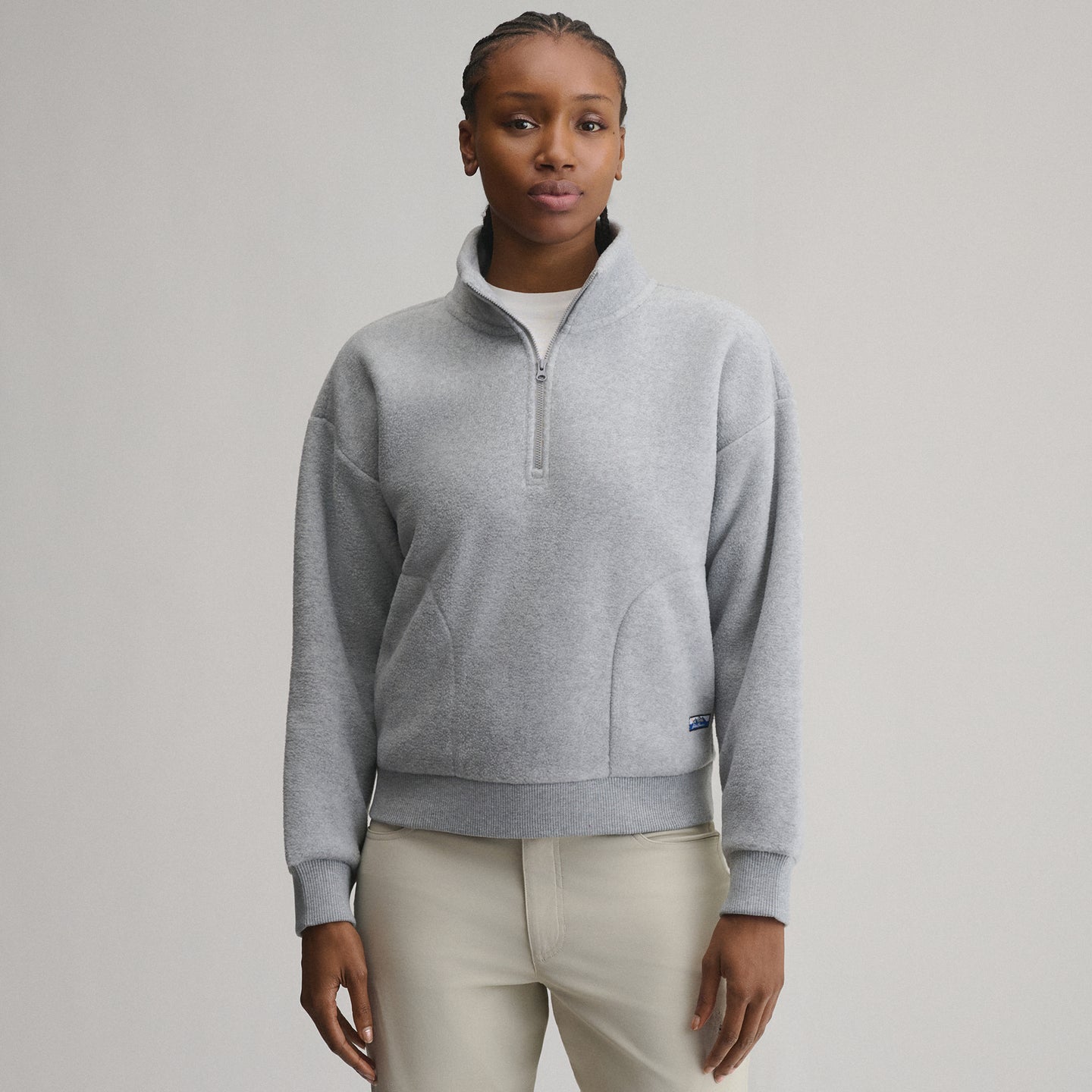 Women's Authentic Outdoor Fleece 1/4-Zip Mock Pullover-Heather Gray-17