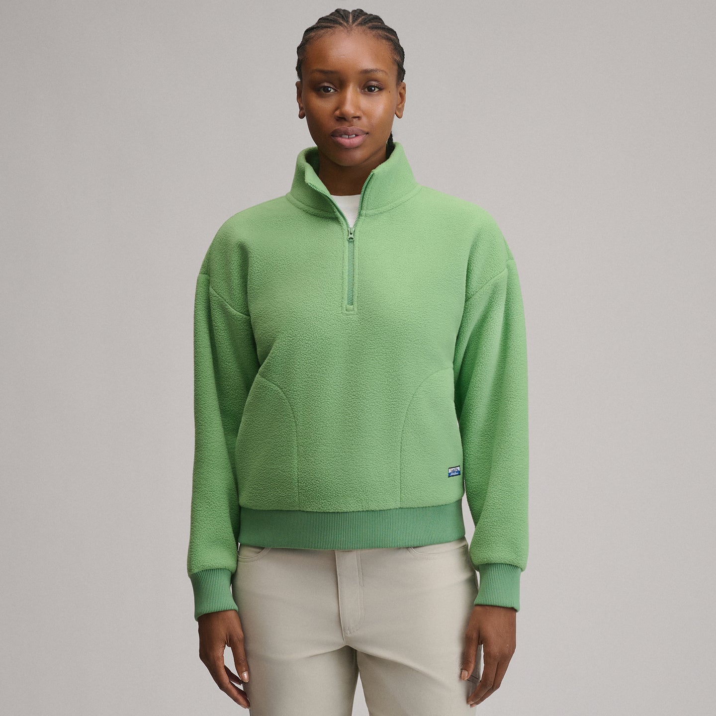 Women's Authentic Outdoor Fleece 1/4-Zip Mock Pullover-Light Moss-21