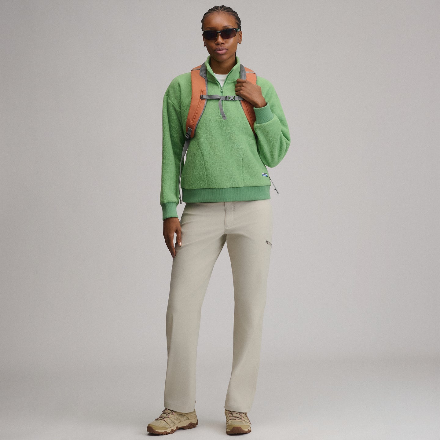 Women's Authentic Outdoor Fleece 1/4-Zip Mock Pullover-Light Moss-24