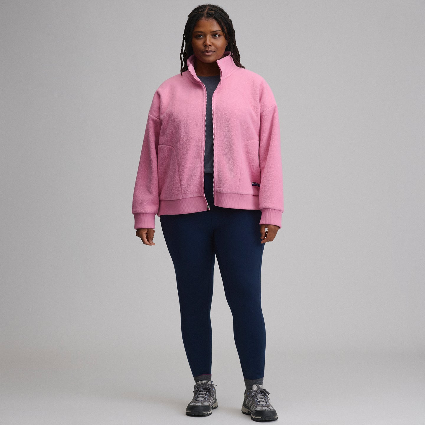 Women's Authentic Outdoor Full-Zip Fleece Mock Pullover-Blush-4