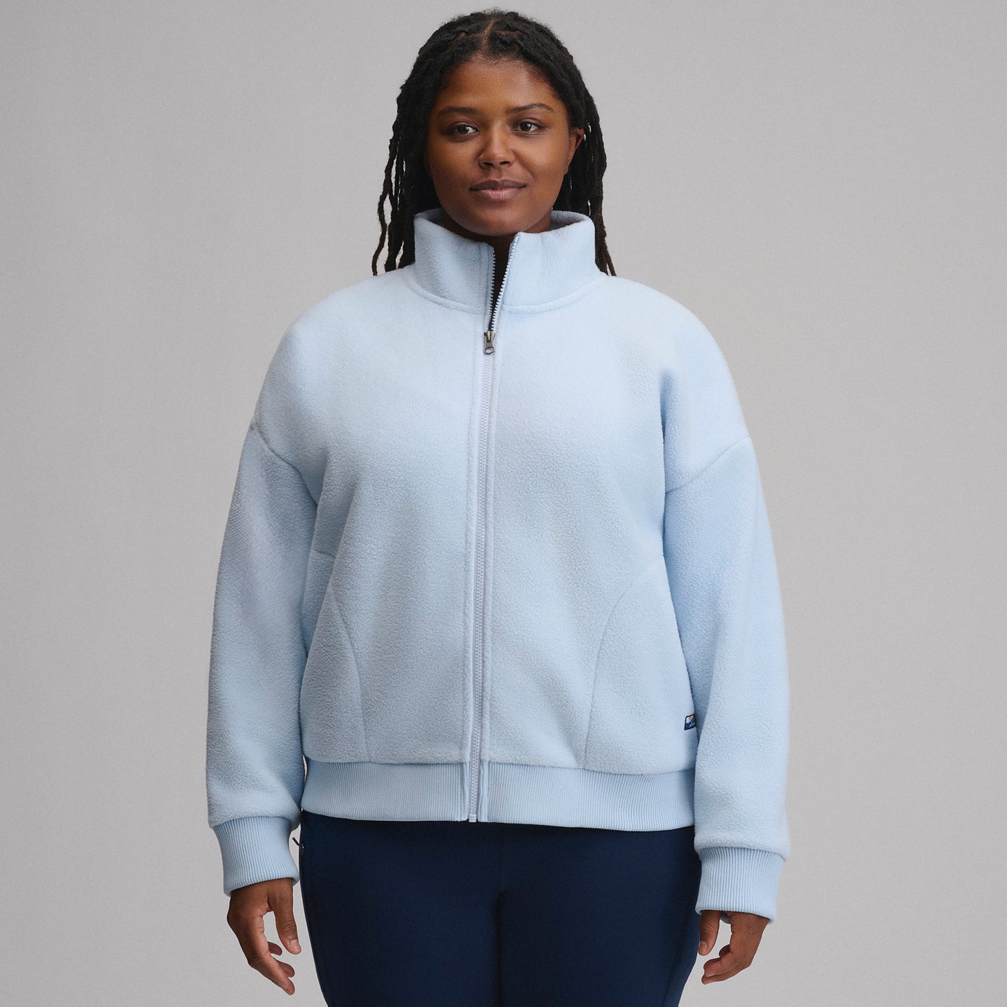 Women's Authentic Outdoor Full-Zip Fleece Mock Pullover-Ice-5
