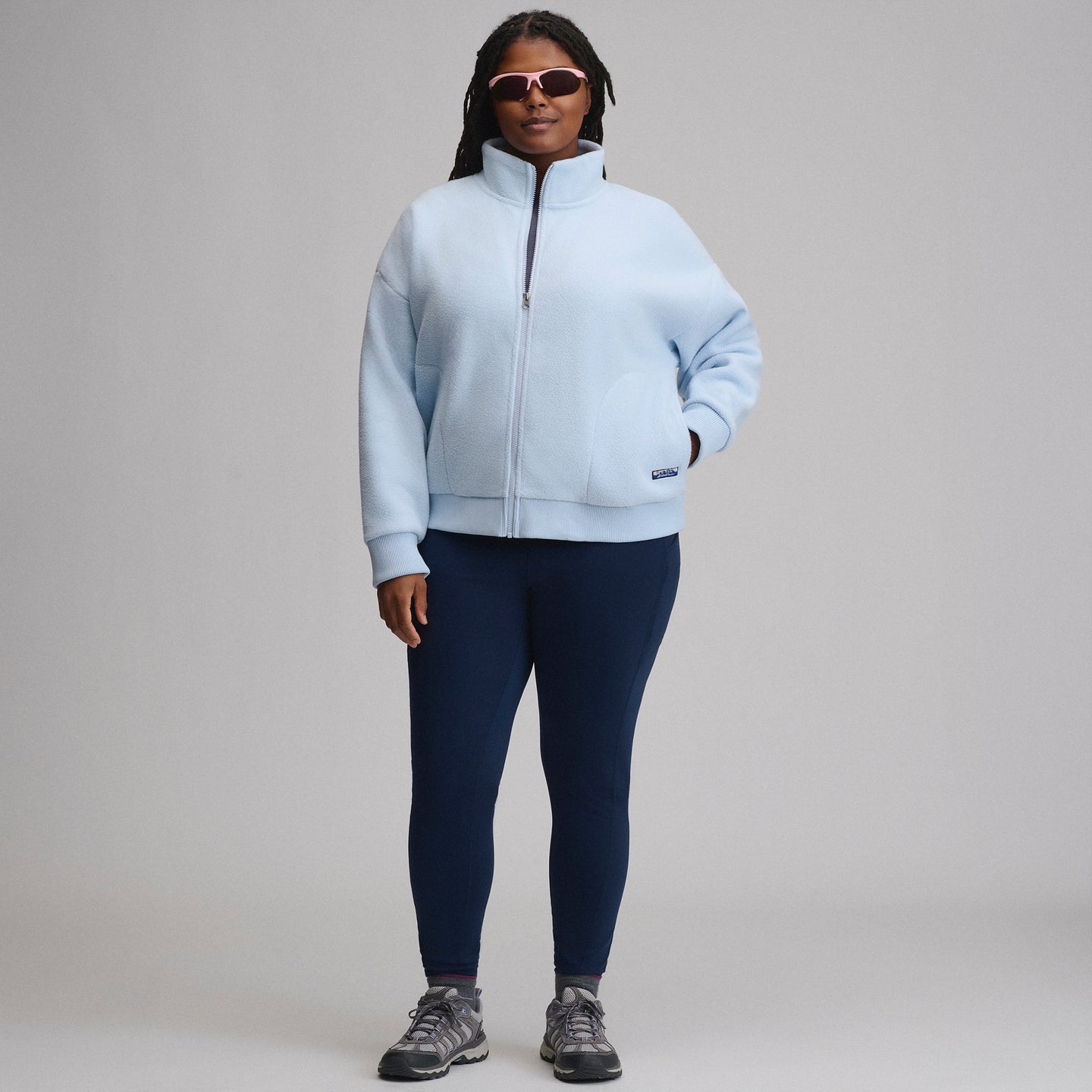 Women's Authentic Outdoor Full-Zip Fleece Mock Pullover-Ice-8