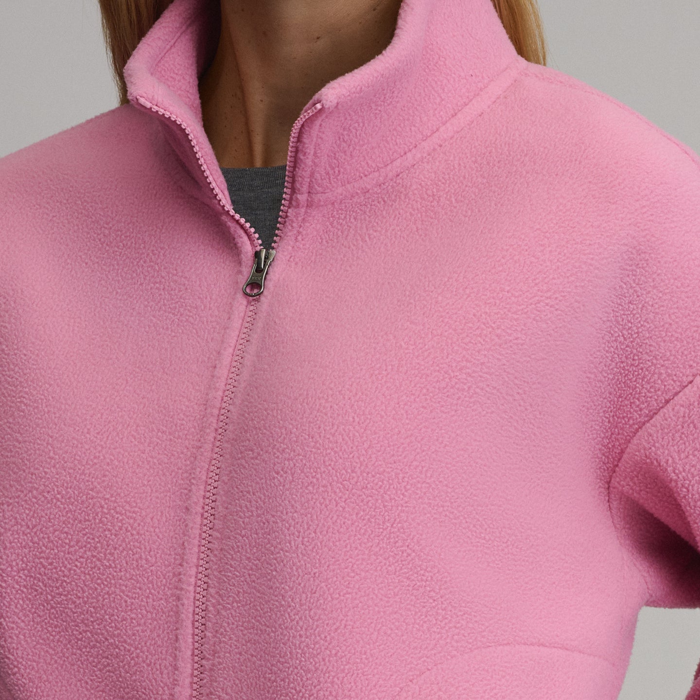 Women's Authentic Outdoor Full-Zip Fleece Mock Pullover-Blush-3