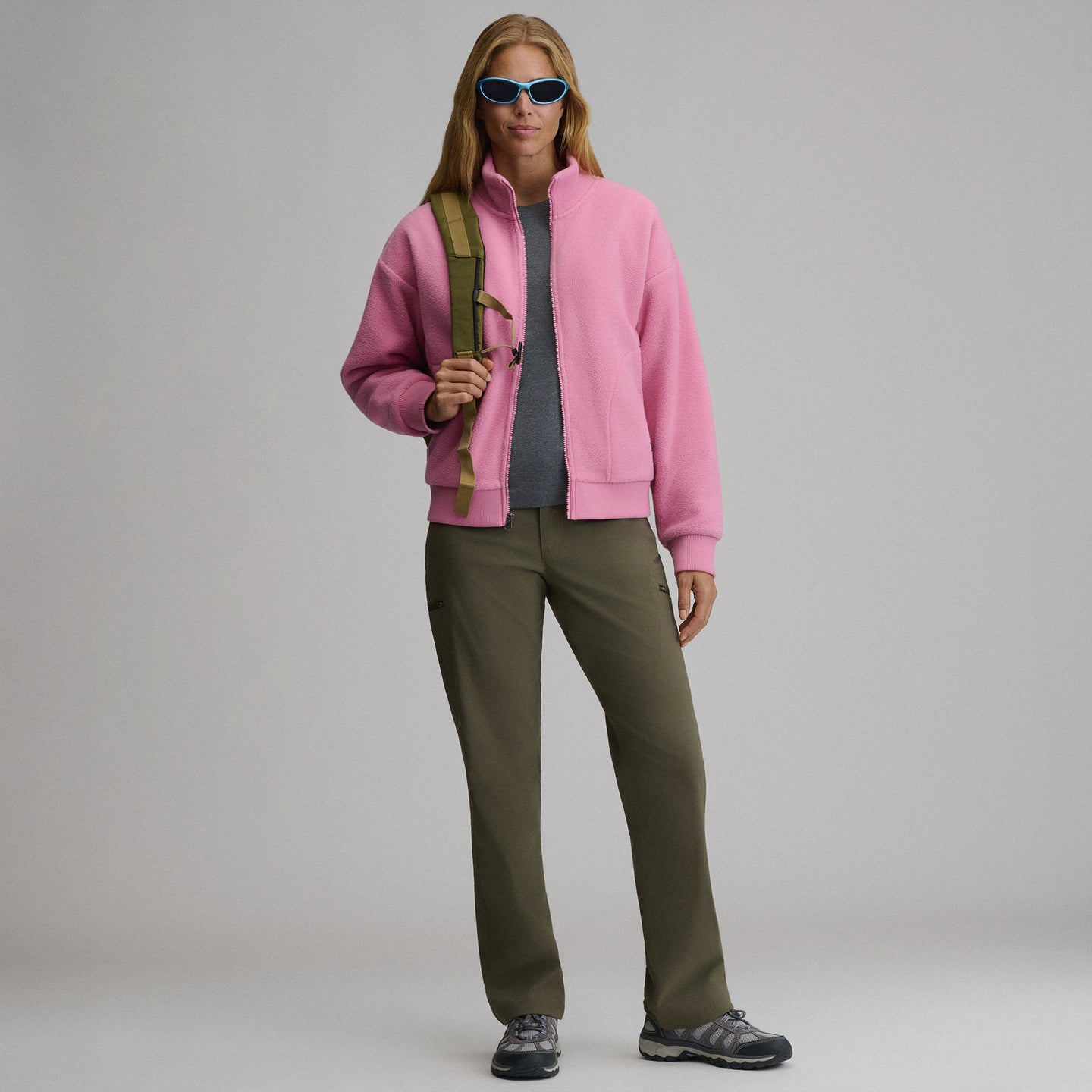 Women's Authentic Outdoor Full-Zip Fleece Mock Pullover-Blush-4