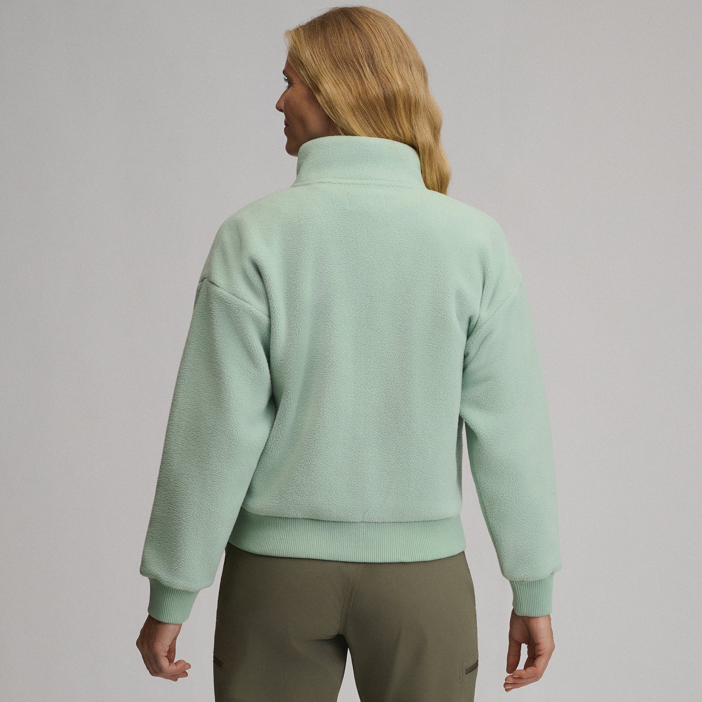 Women's Authentic Outdoor Full-Zip Fleece Mock Pullover-Limestone-10