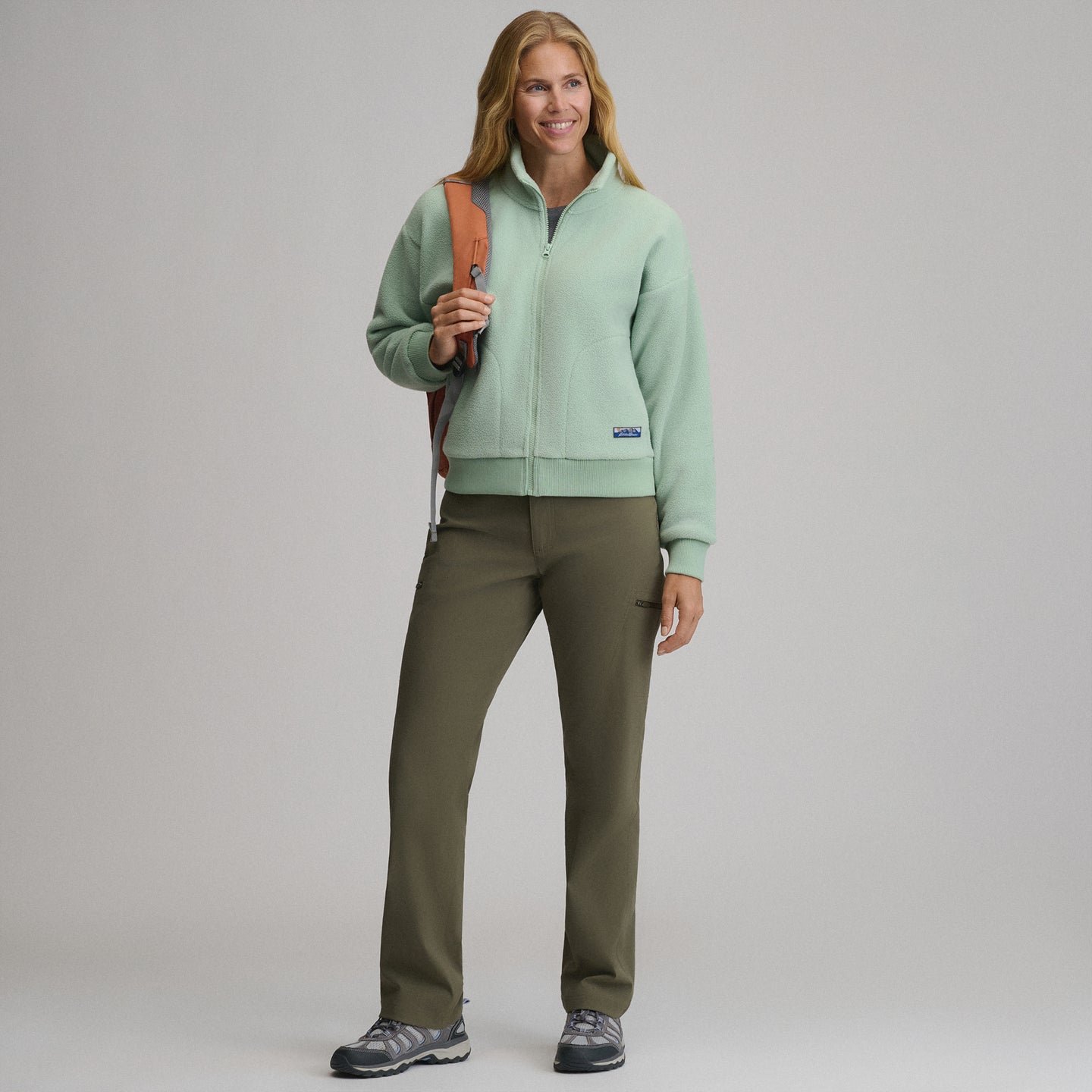 Women's Authentic Outdoor Full-Zip Fleece Mock Pullover-Limestone-12