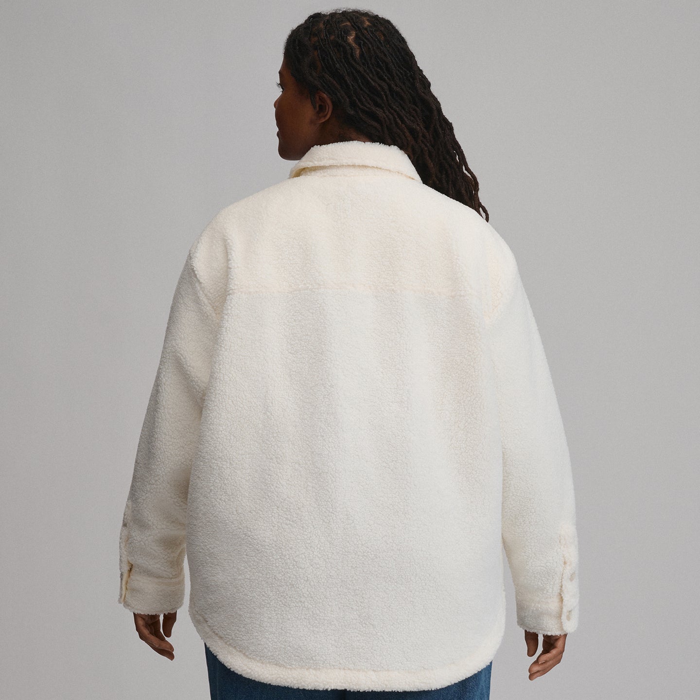 Women's Fleece Shirt Jacket-Ivory-2