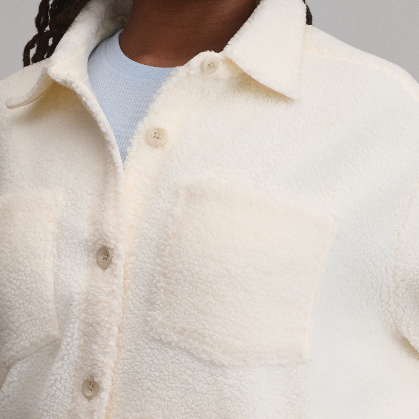 Women's Fleece Shirt Jacket-Ivory-3
