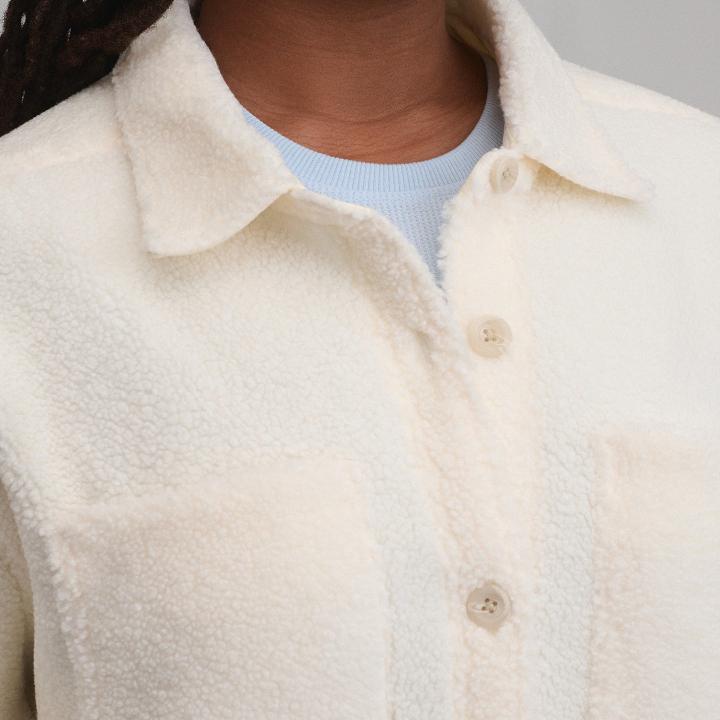 Women's Fleece Shirt Jacket-Ivory-4