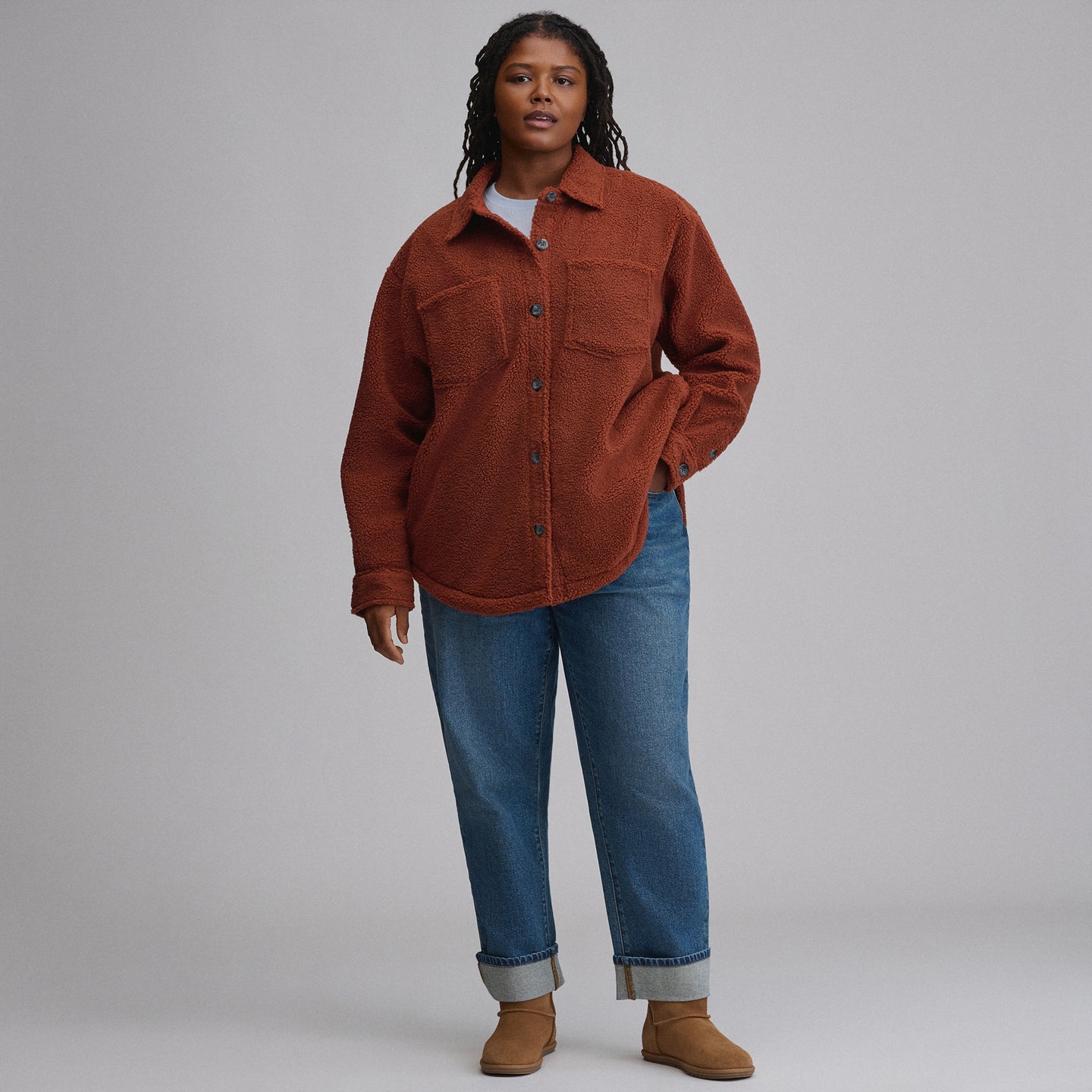 Women's Fleece Shirt Jacket-Sable-10