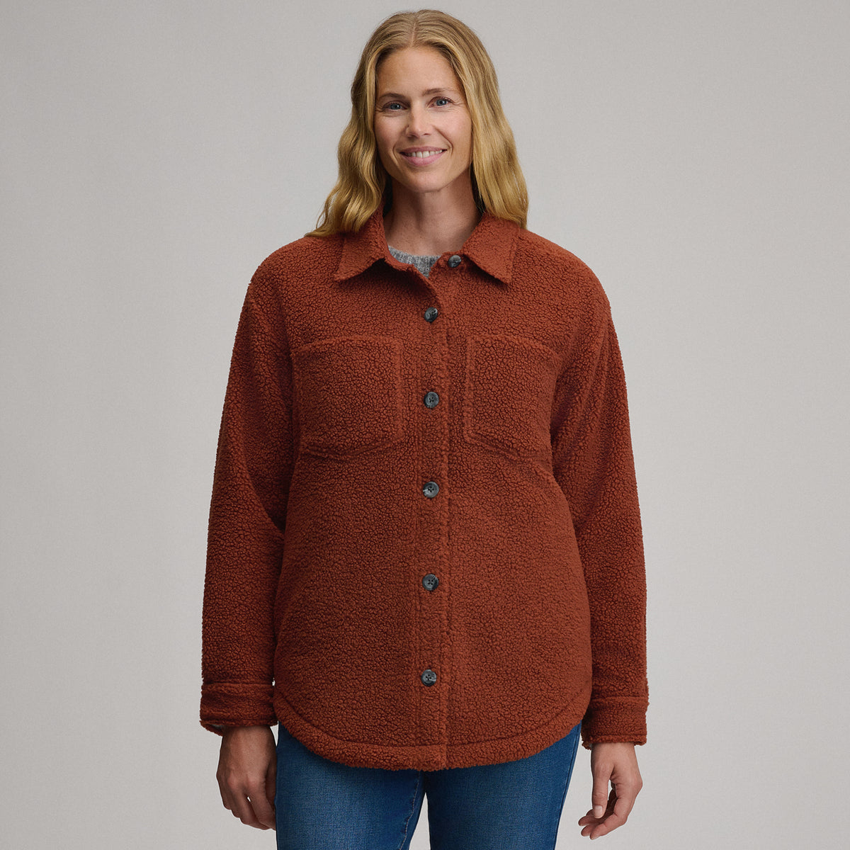 Women's Fleece Shirt Jacket-Sable-5